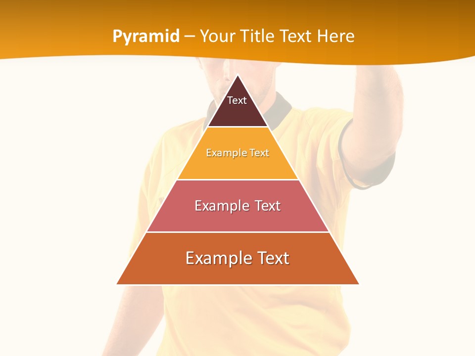 A Man In A Yellow Shirt Holding A Red Card PowerPoint Template