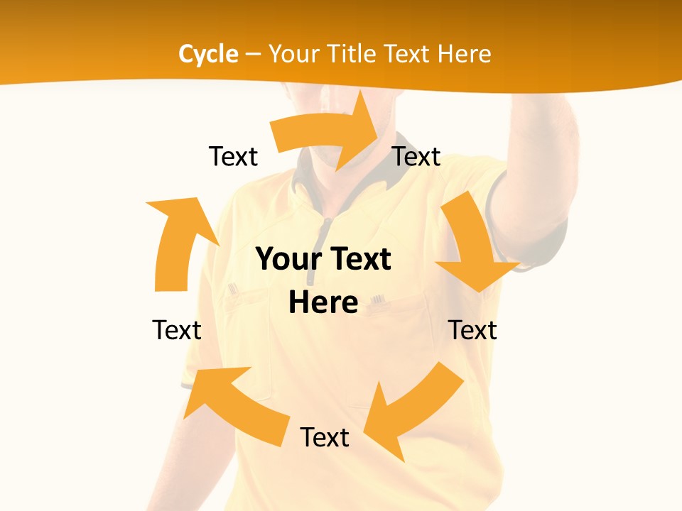 A Man In A Yellow Shirt Holding A Red Card PowerPoint Template