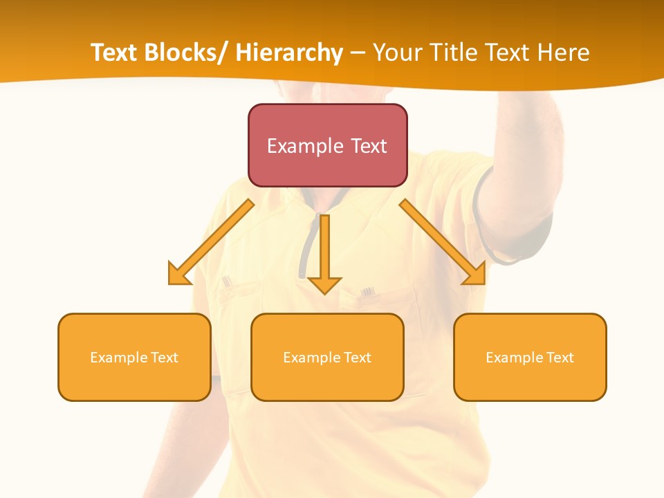 A Man In A Yellow Shirt Holding A Red Card PowerPoint Template