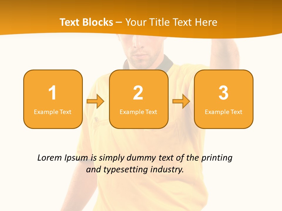 A Man In A Yellow Shirt Holding A Red Card PowerPoint Template