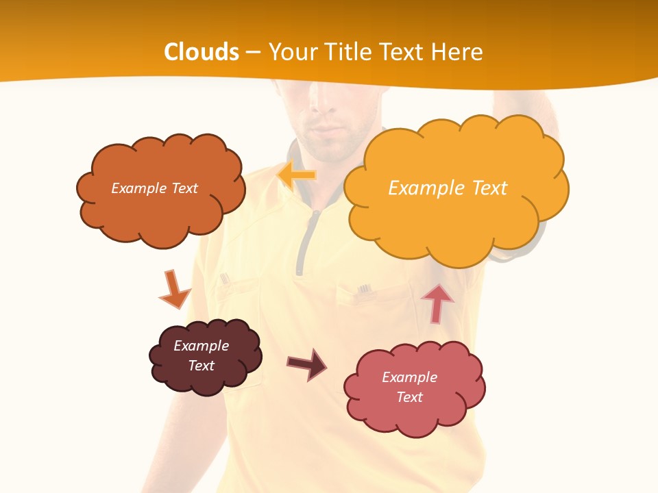 A Man In A Yellow Shirt Holding A Red Card PowerPoint Template