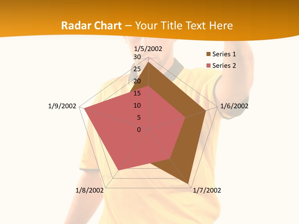 A Man In A Yellow Shirt Holding A Red Card PowerPoint Template