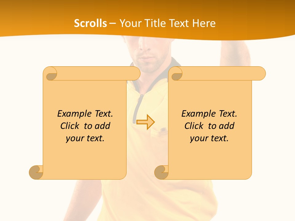 A Man In A Yellow Shirt Holding A Red Card PowerPoint Template