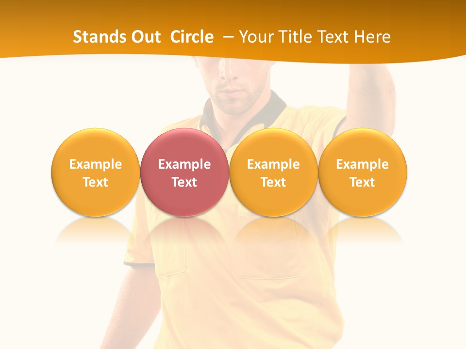 A Man In A Yellow Shirt Holding A Red Card PowerPoint Template