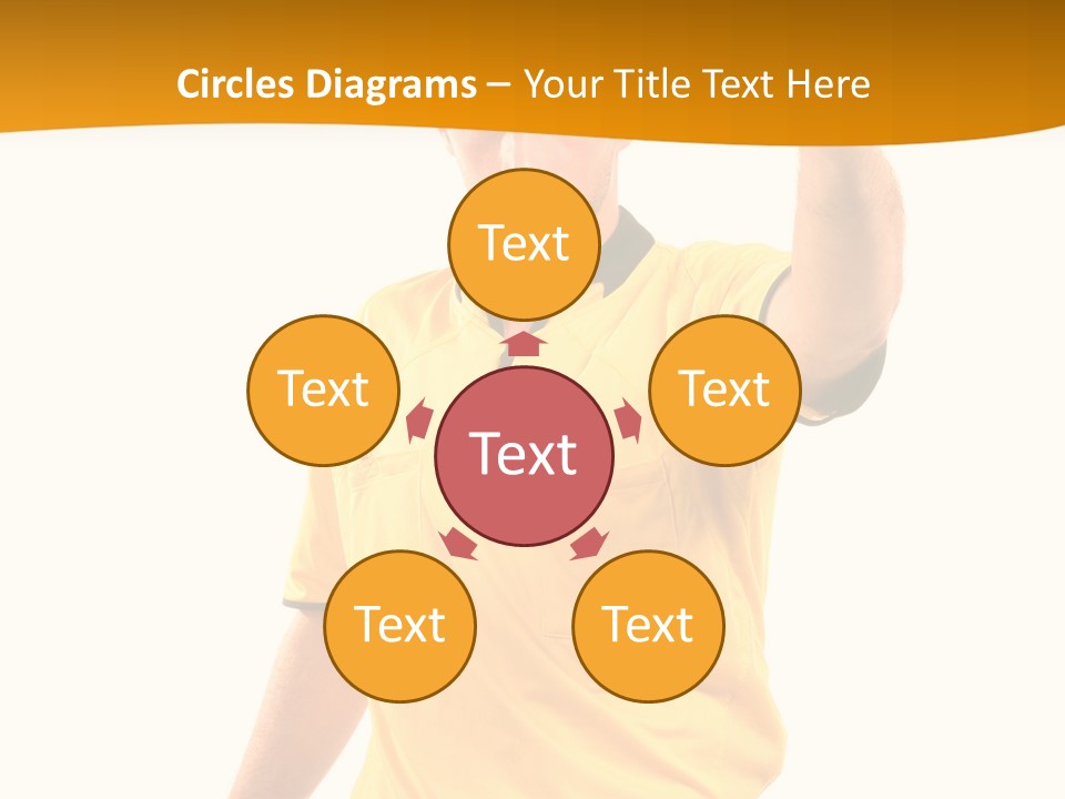 A Man In A Yellow Shirt Holding A Red Card PowerPoint Template