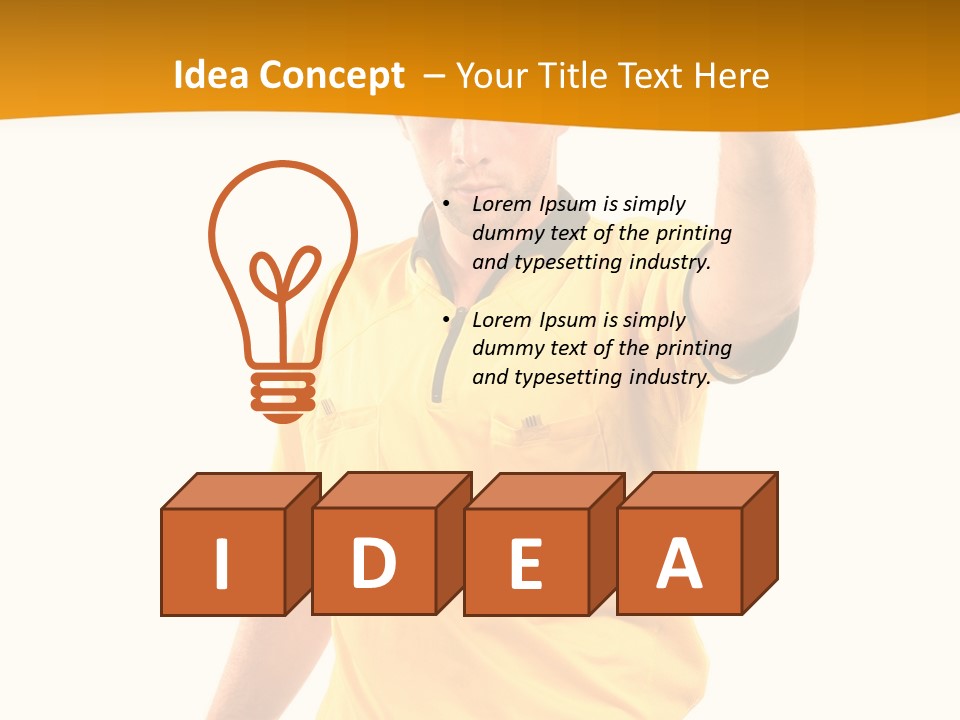 A Man In A Yellow Shirt Holding A Red Card PowerPoint Template