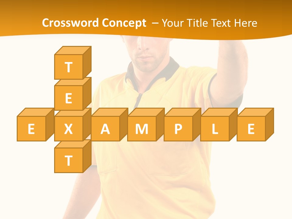 A Man In A Yellow Shirt Holding A Red Card PowerPoint Template