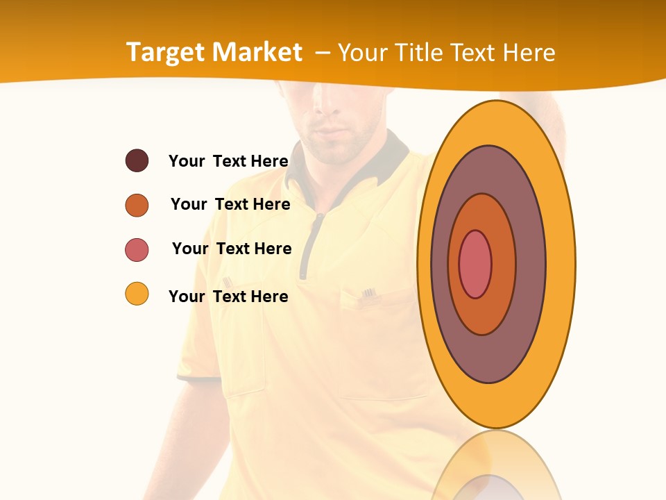 A Man In A Yellow Shirt Holding A Red Card PowerPoint Template