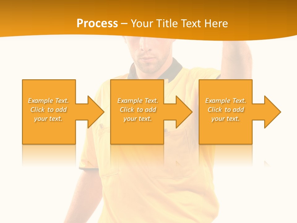 A Man In A Yellow Shirt Holding A Red Card PowerPoint Template