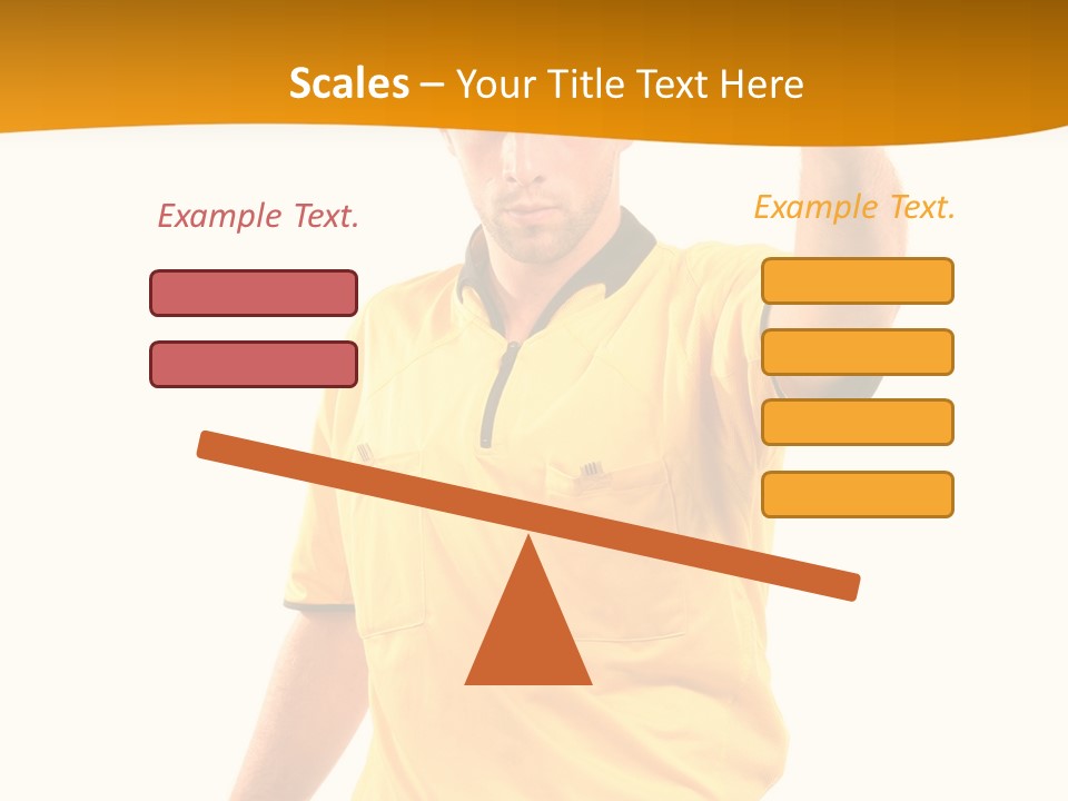 A Man In A Yellow Shirt Holding A Red Card PowerPoint Template