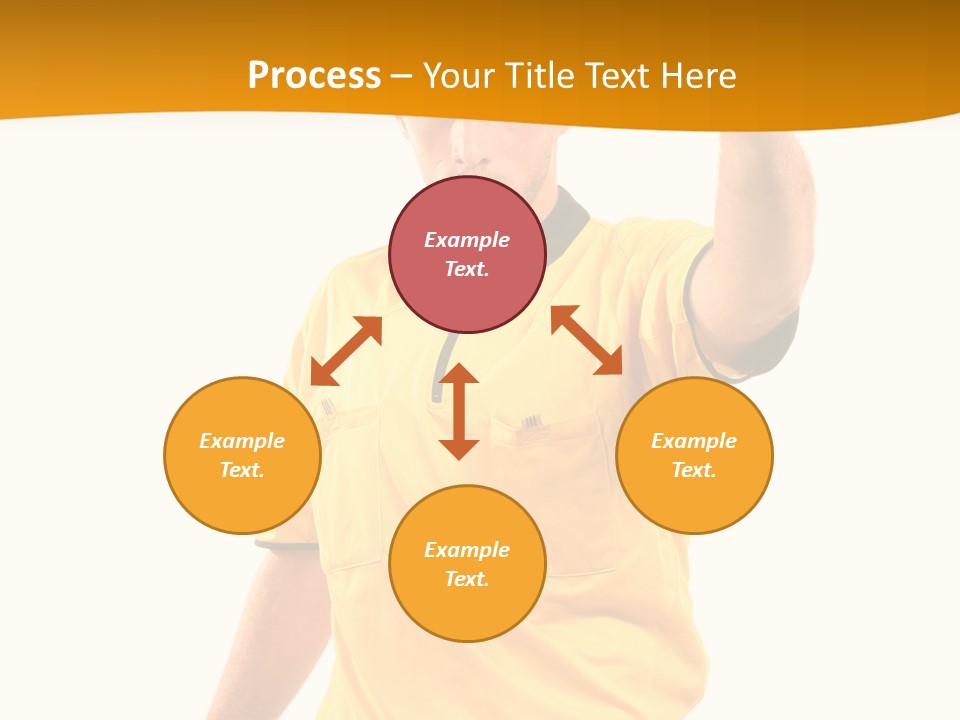 A Man In A Yellow Shirt Holding A Red Card PowerPoint Template