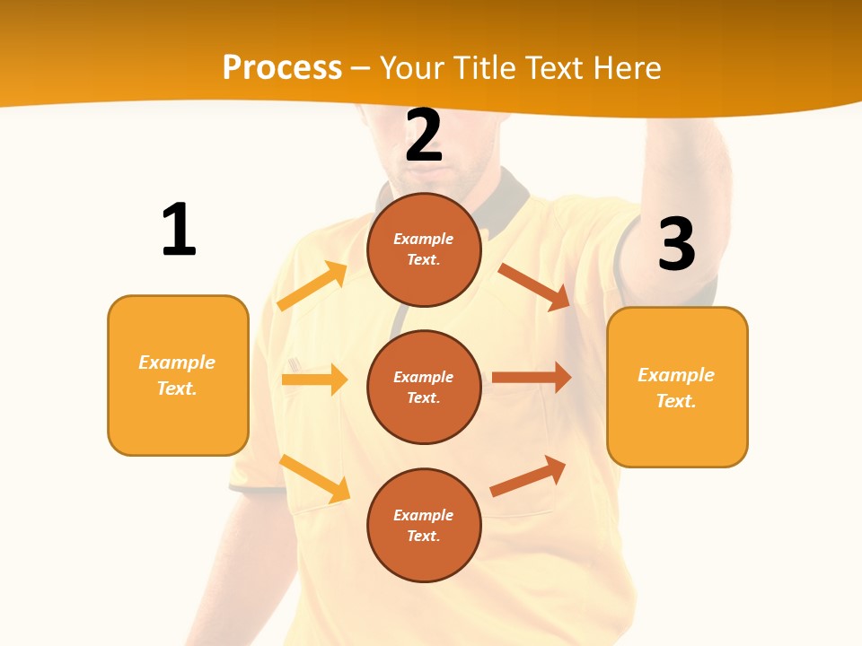 A Man In A Yellow Shirt Holding A Red Card PowerPoint Template
