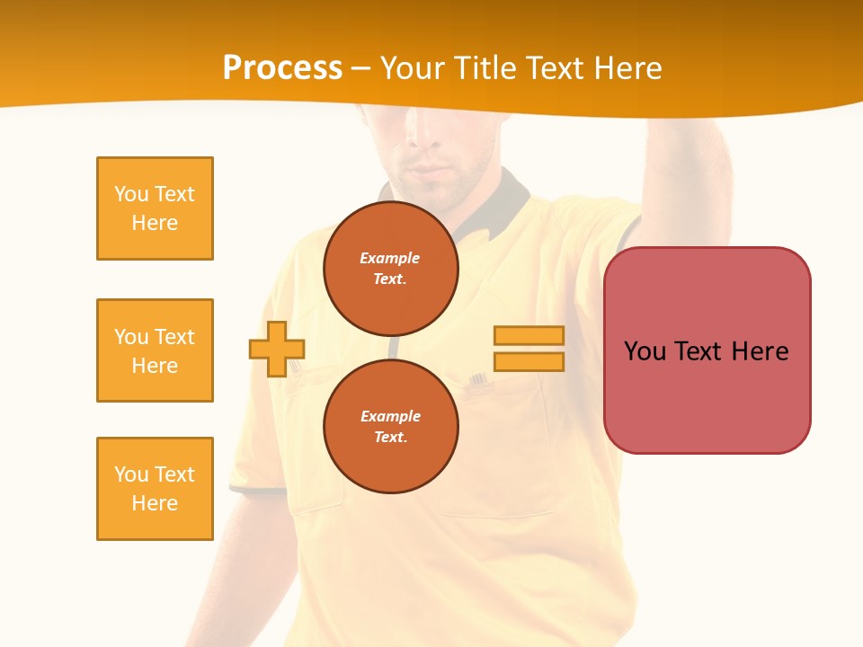 A Man In A Yellow Shirt Holding A Red Card PowerPoint Template