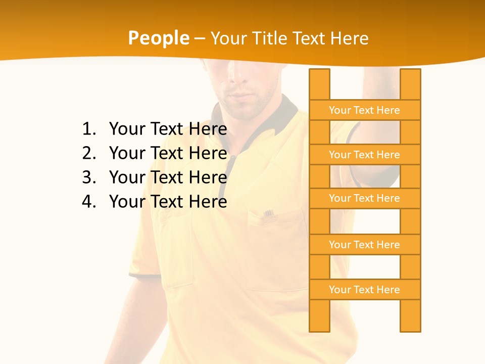 A Man In A Yellow Shirt Holding A Red Card PowerPoint Template