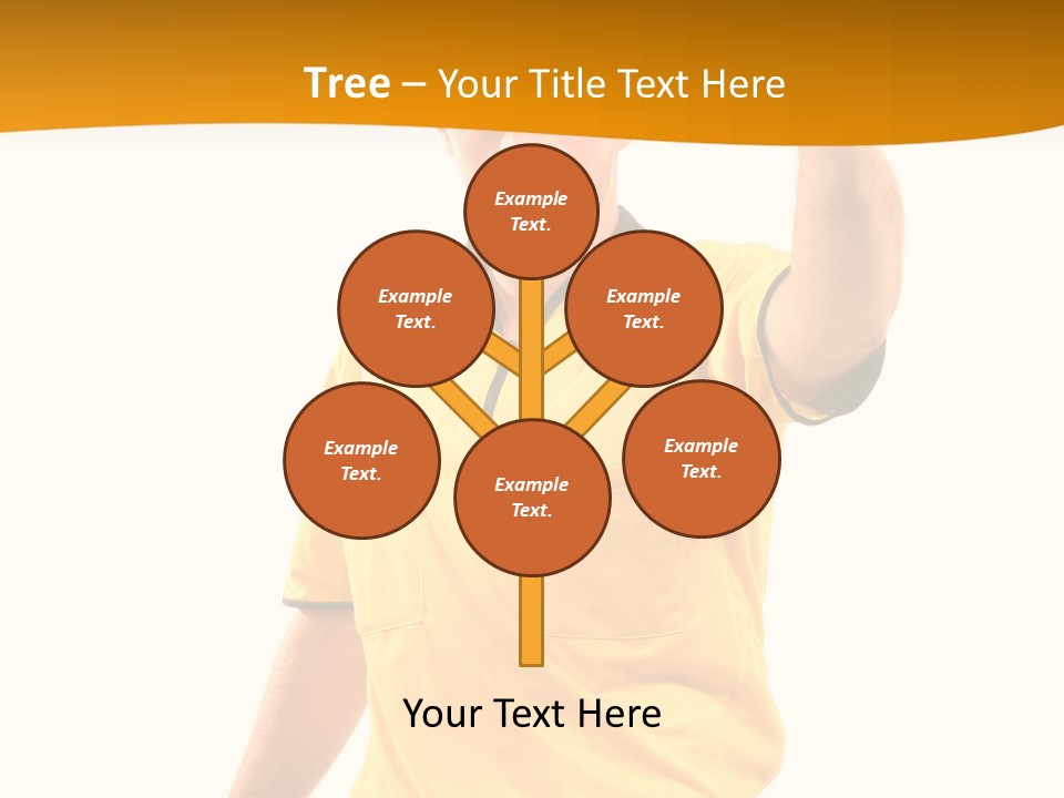 A Man In A Yellow Shirt Holding A Red Card PowerPoint Template