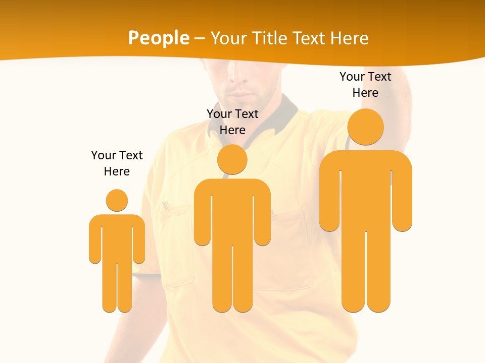 A Man In A Yellow Shirt Holding A Red Card PowerPoint Template