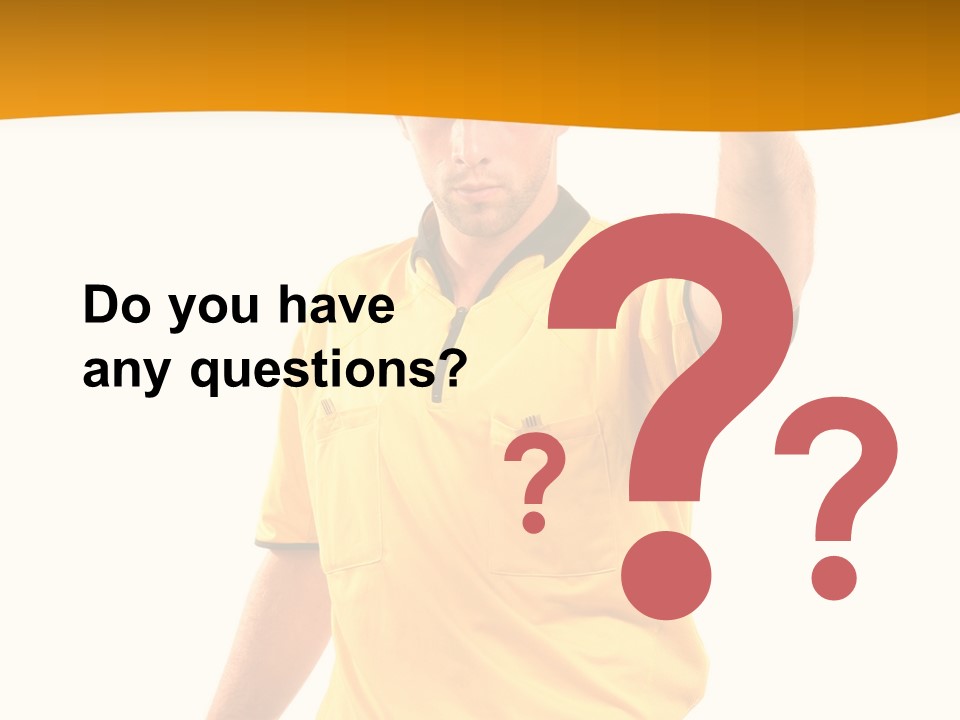 A Man In A Yellow Shirt Holding A Red Card PowerPoint Template