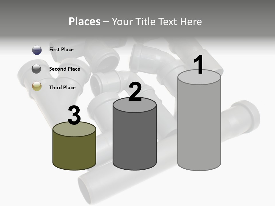 A Group Of Gray Pipes On A White Background PowerPoint Template