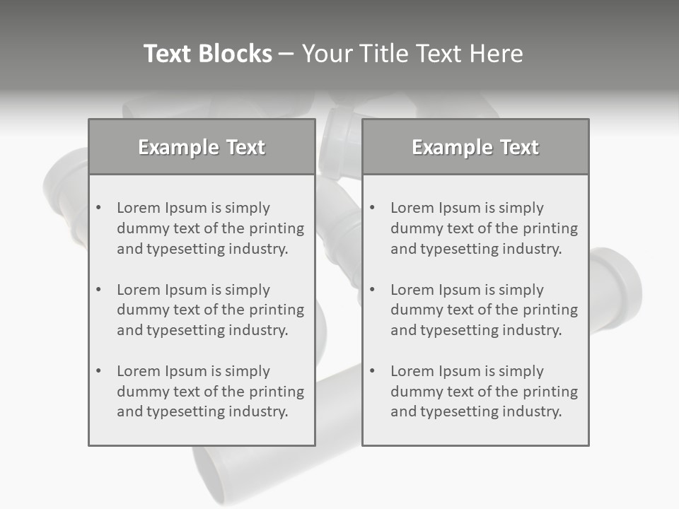 A Group Of Gray Pipes On A White Background PowerPoint Template