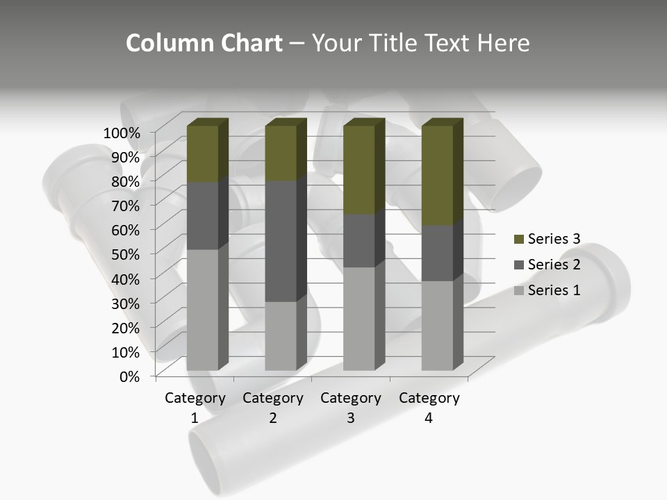 A Group Of Gray Pipes On A White Background PowerPoint Template