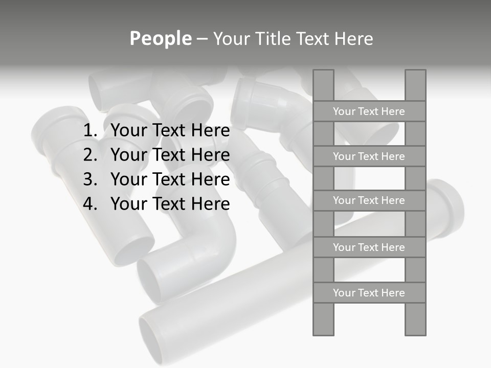 A Group Of Gray Pipes On A White Background PowerPoint Template
