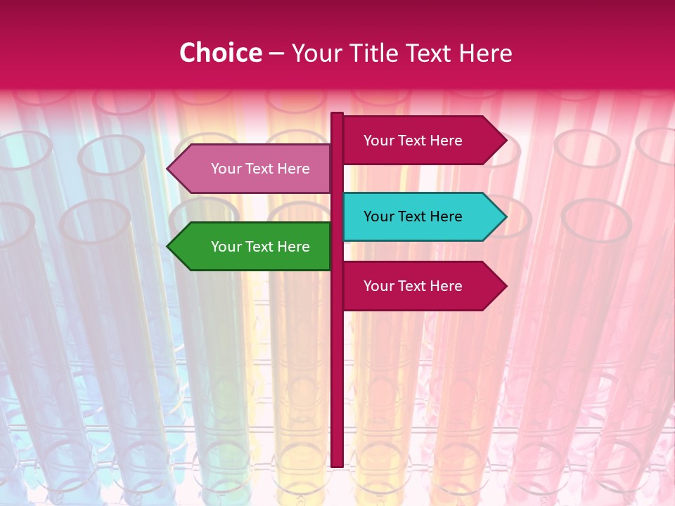 A Group Of Colored Pens With A Pink Background PowerPoint Template