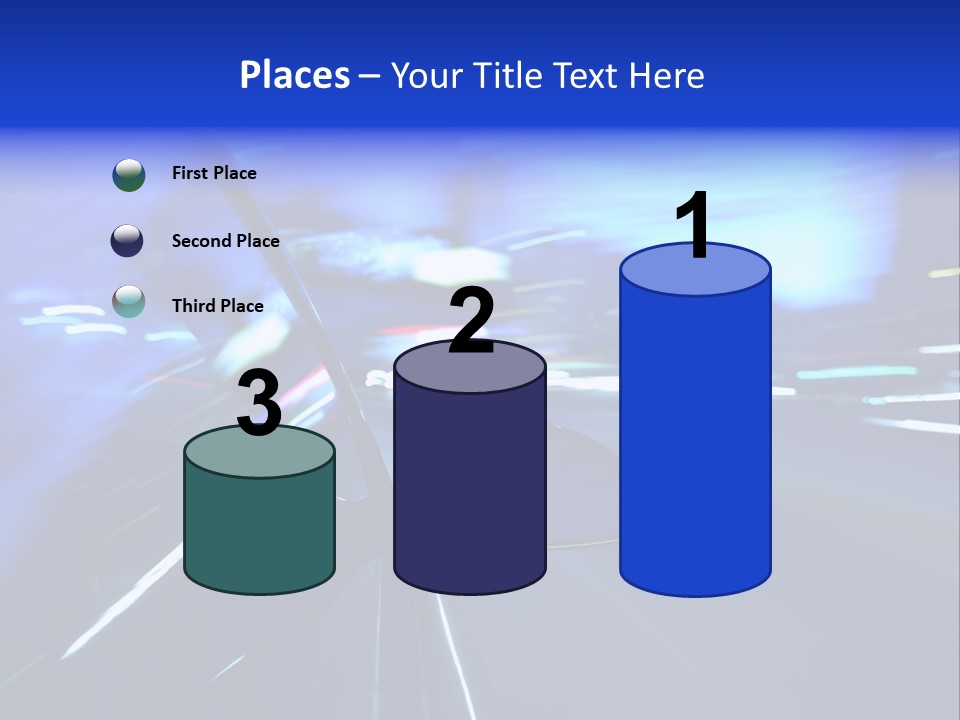 A Car Driving Down A City Street At Night PowerPoint Template