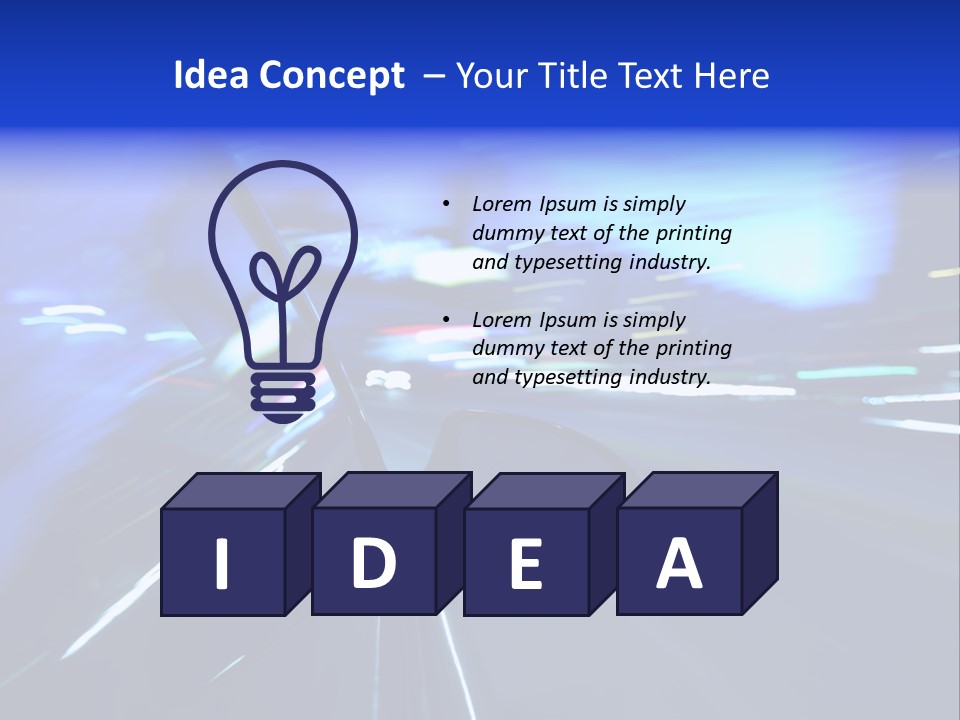 A Car Driving Down A City Street At Night PowerPoint Template