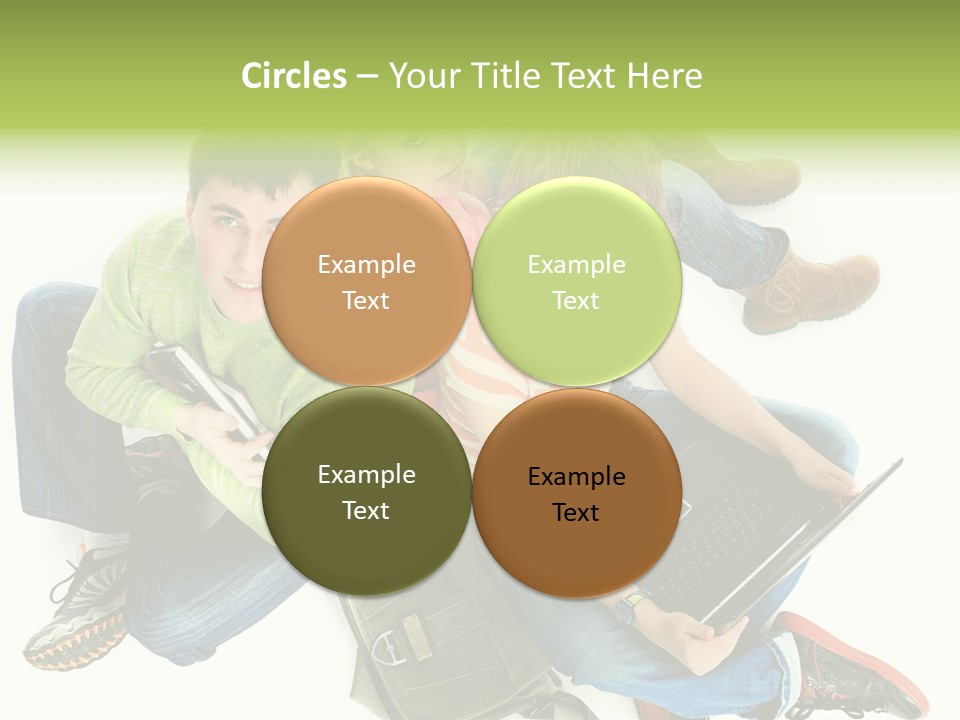 A Group Of People Sitting Next To Each Other With A Laptop PowerPoint Template