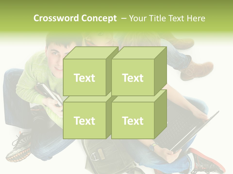 A Group Of People Sitting Next To Each Other With A Laptop PowerPoint Template