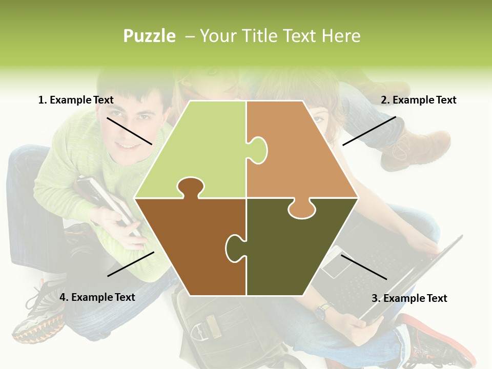 A Group Of People Sitting Next To Each Other With A Laptop PowerPoint Template