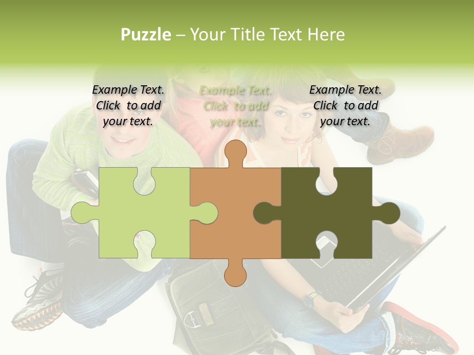 A Group Of People Sitting Next To Each Other With A Laptop PowerPoint Template