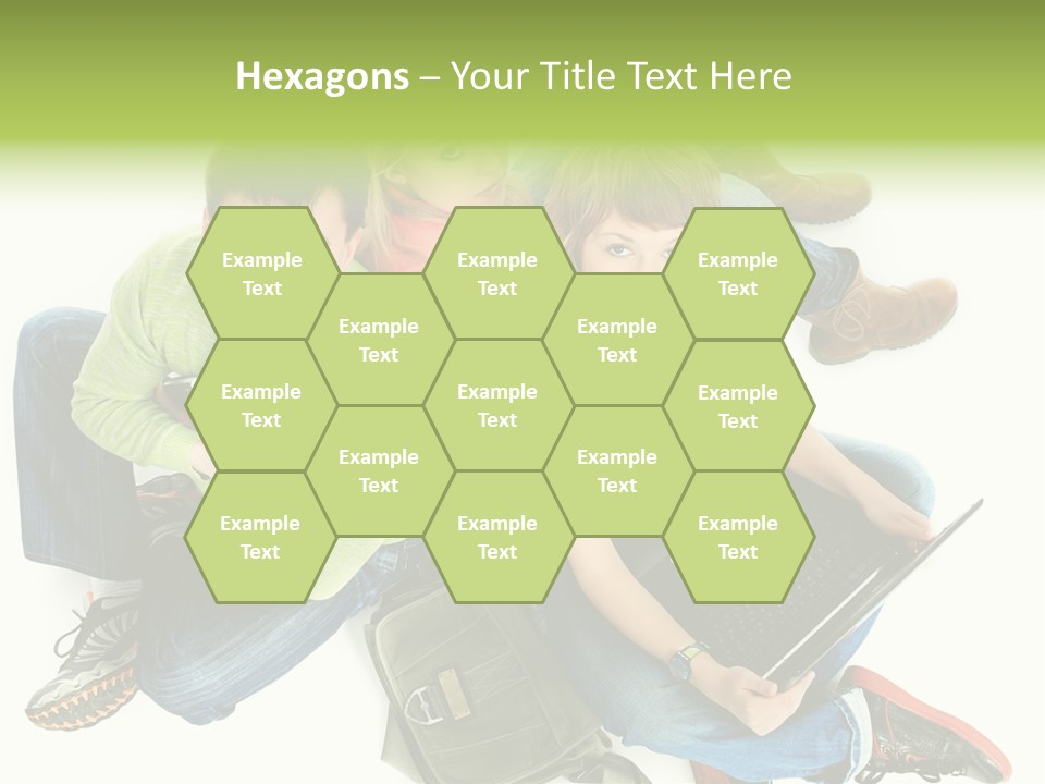 A Group Of People Sitting Next To Each Other With A Laptop PowerPoint Template