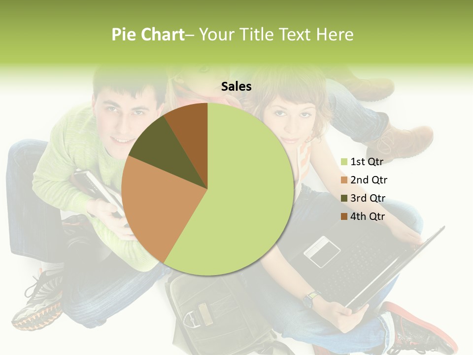 A Group Of People Sitting Next To Each Other With A Laptop PowerPoint Template