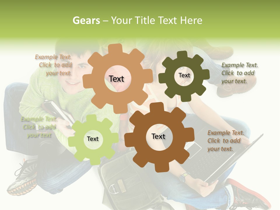 A Group Of People Sitting Next To Each Other With A Laptop PowerPoint Template