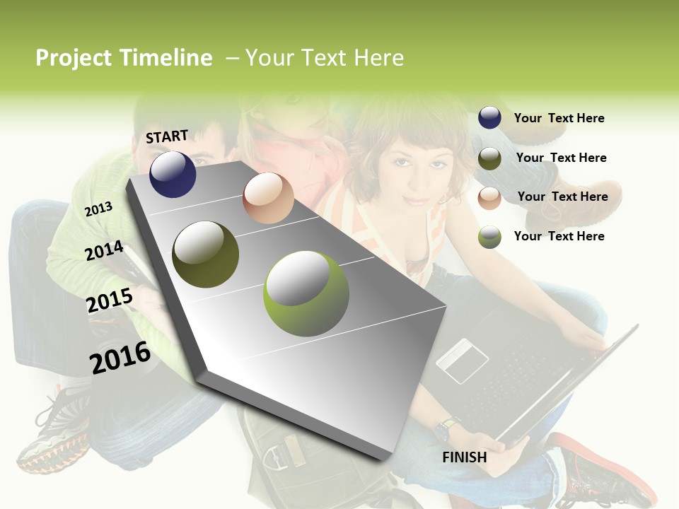 A Group Of People Sitting Next To Each Other With A Laptop PowerPoint Template