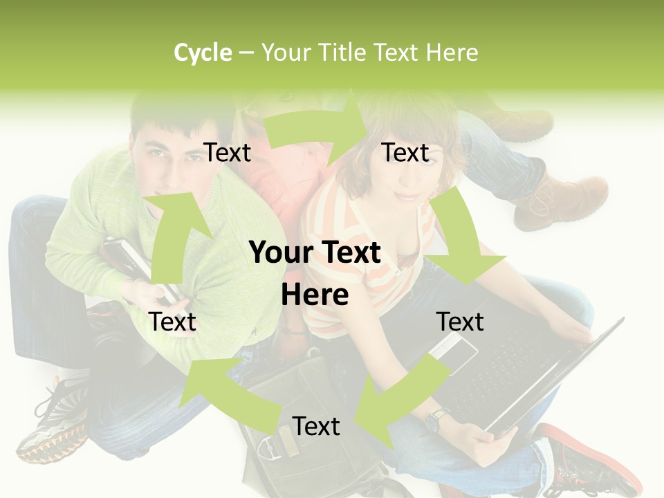 A Group Of People Sitting Next To Each Other With A Laptop PowerPoint Template