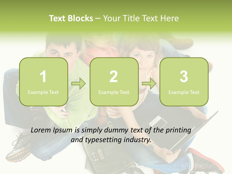 A Group Of People Sitting Next To Each Other With A Laptop PowerPoint Template