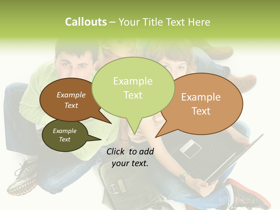 A Group Of People Sitting Next To Each Other With A Laptop PowerPoint Template