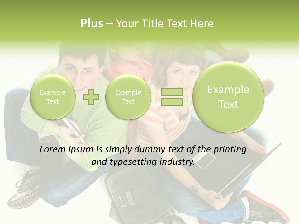 A Group Of People Sitting Next To Each Other With A Laptop PowerPoint Template