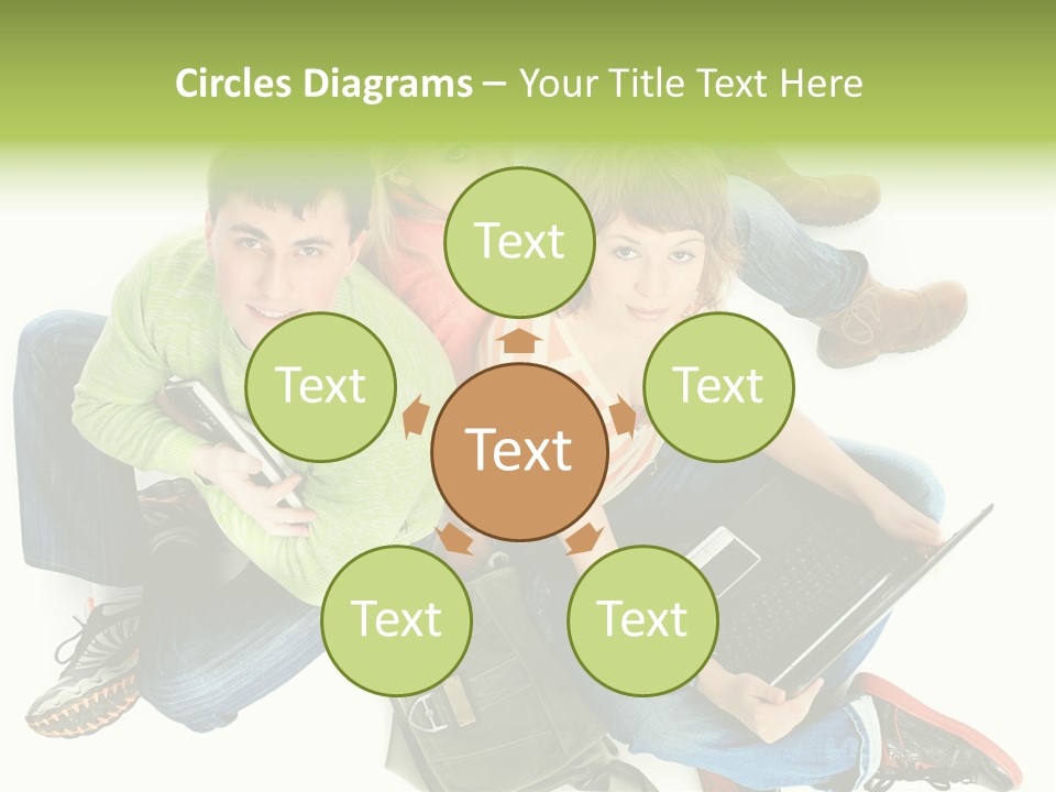 A Group Of People Sitting Next To Each Other With A Laptop PowerPoint Template