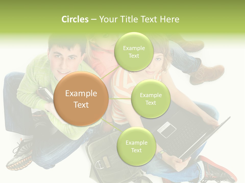 A Group Of People Sitting Next To Each Other With A Laptop PowerPoint Template