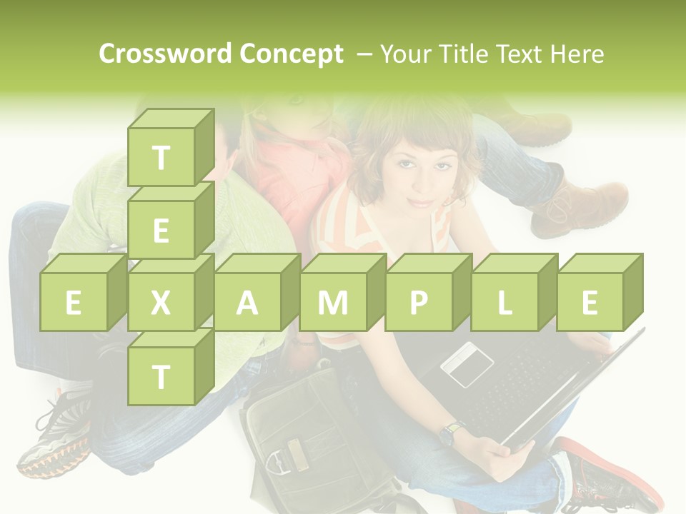 A Group Of People Sitting Next To Each Other With A Laptop PowerPoint Template