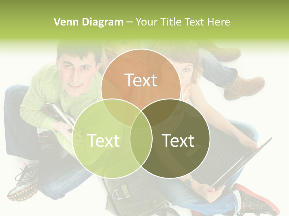 A Group Of People Sitting Next To Each Other With A Laptop PowerPoint Template