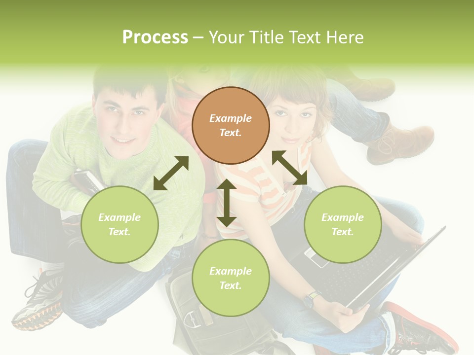 A Group Of People Sitting Next To Each Other With A Laptop PowerPoint Template