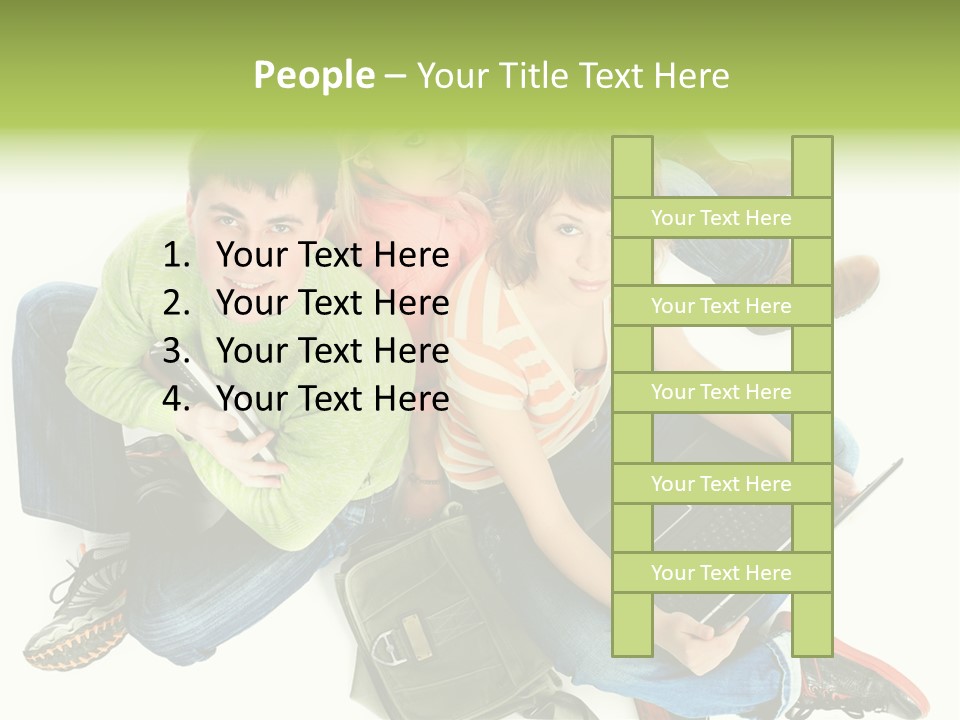 A Group Of People Sitting Next To Each Other With A Laptop PowerPoint Template