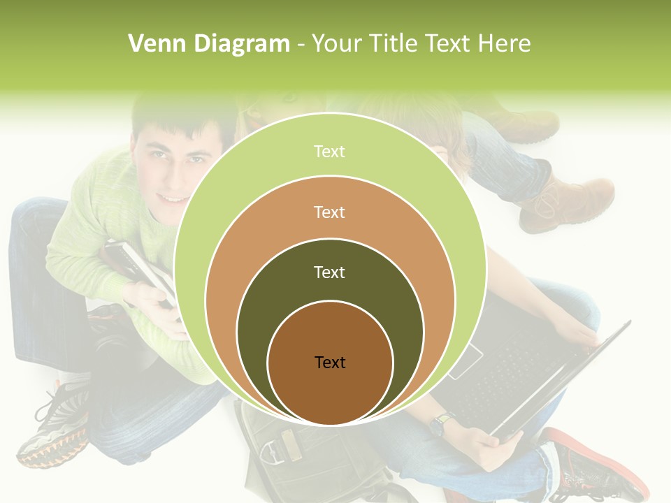 A Group Of People Sitting Next To Each Other With A Laptop PowerPoint Template