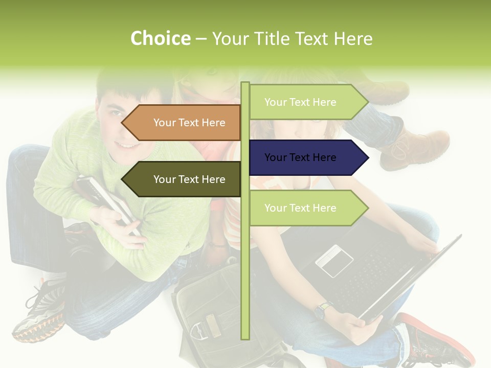 A Group Of People Sitting Next To Each Other With A Laptop PowerPoint Template