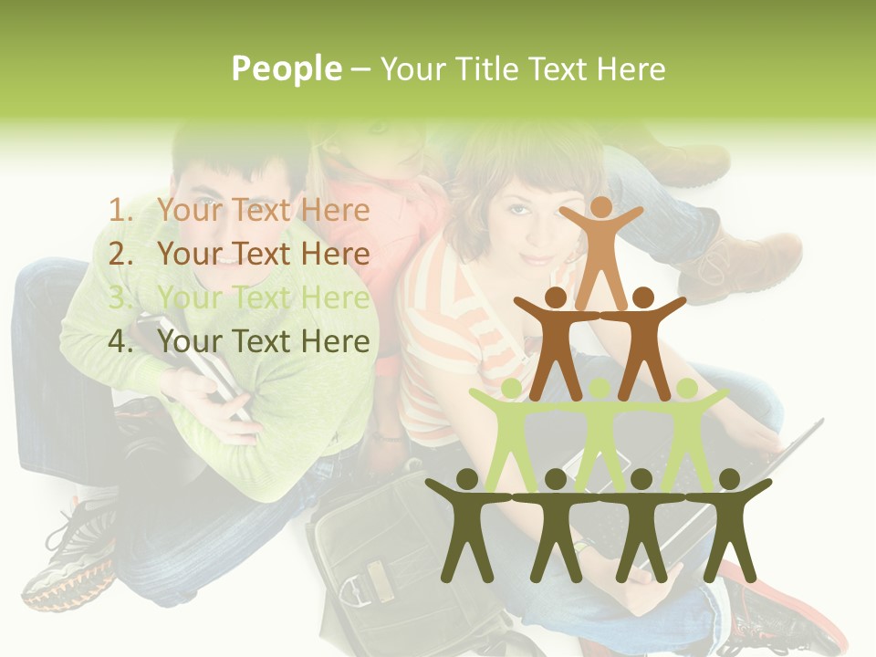 A Group Of People Sitting Next To Each Other With A Laptop PowerPoint Template