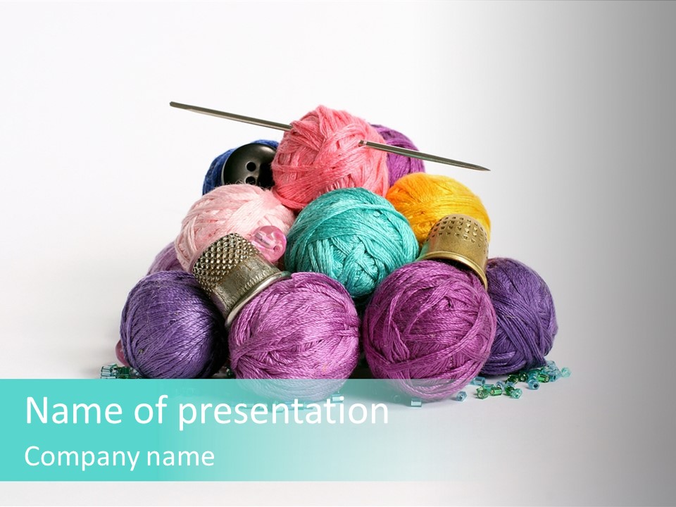 Knit Variegated Ball PowerPoint Template